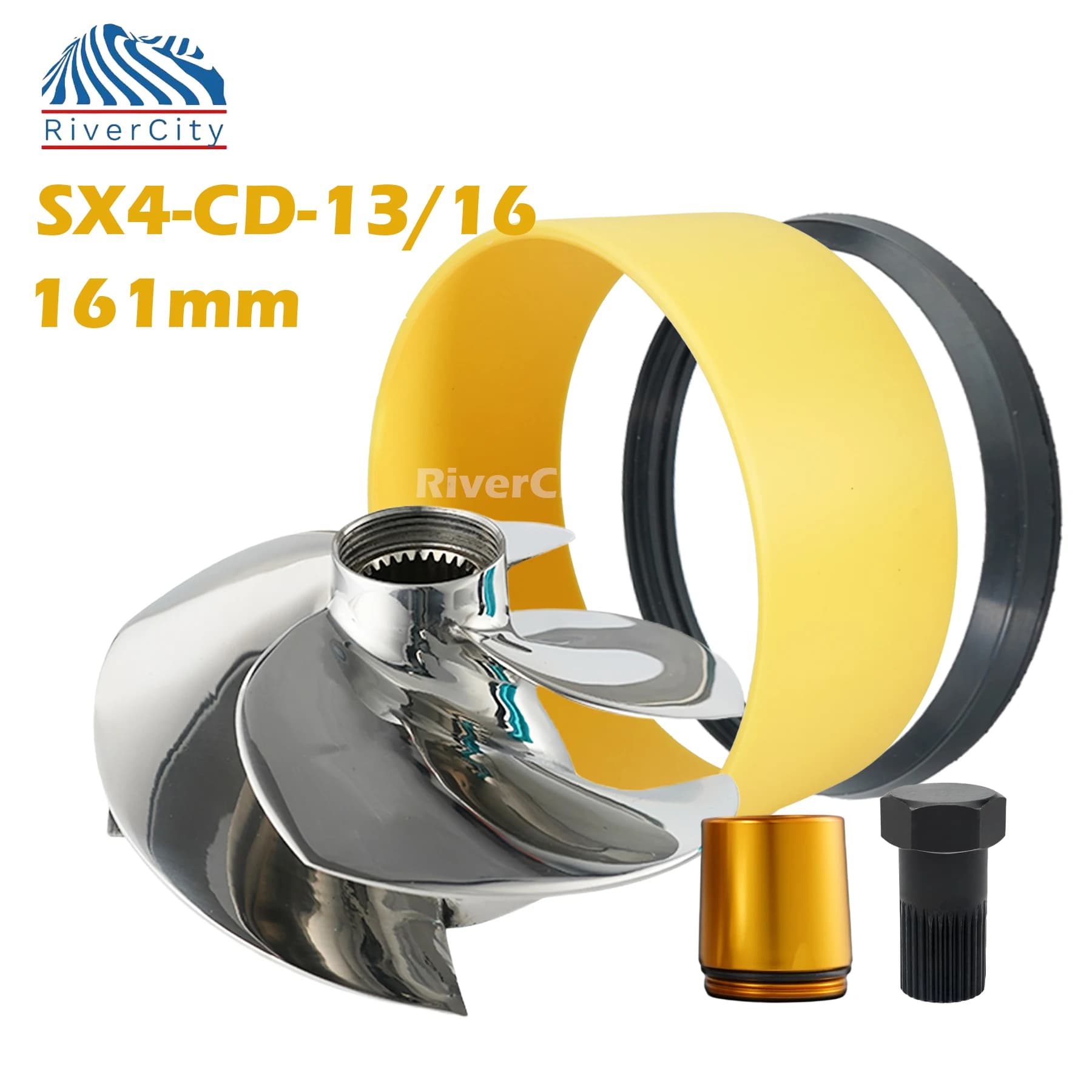 Impulsor de jet ski substituído solas pwc impulsor para seadoo gtr 230/gtx wake pro gtr 230 RXP-X 30 4 lâminas 161mm SX4-CD-13/16 - Peça para Jet Ski