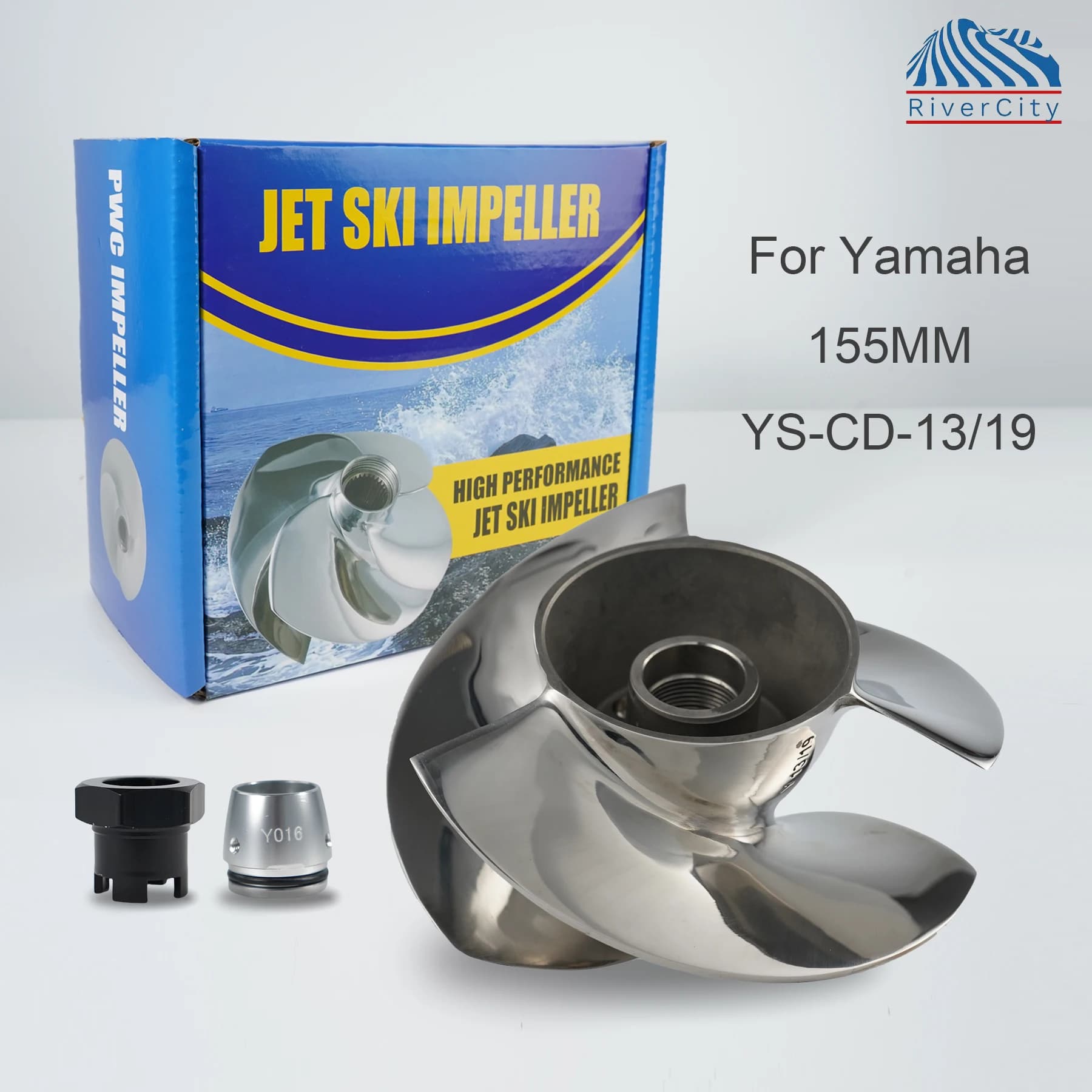 Substituição para Yamaha FX1800/GX1800 SHO VX1800/VC1800 CRUISER HO GP1800 Jet Ski Impulsor YS-CD-13/19 155mm 3 Lâminas Polidas - Peça para Jet Ski